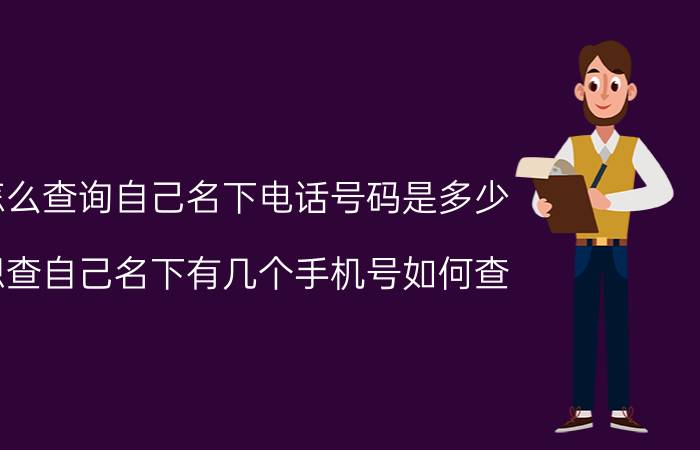 怎么查询自己名下电话号码是多少 想查自己名下有几个手机号如何查？